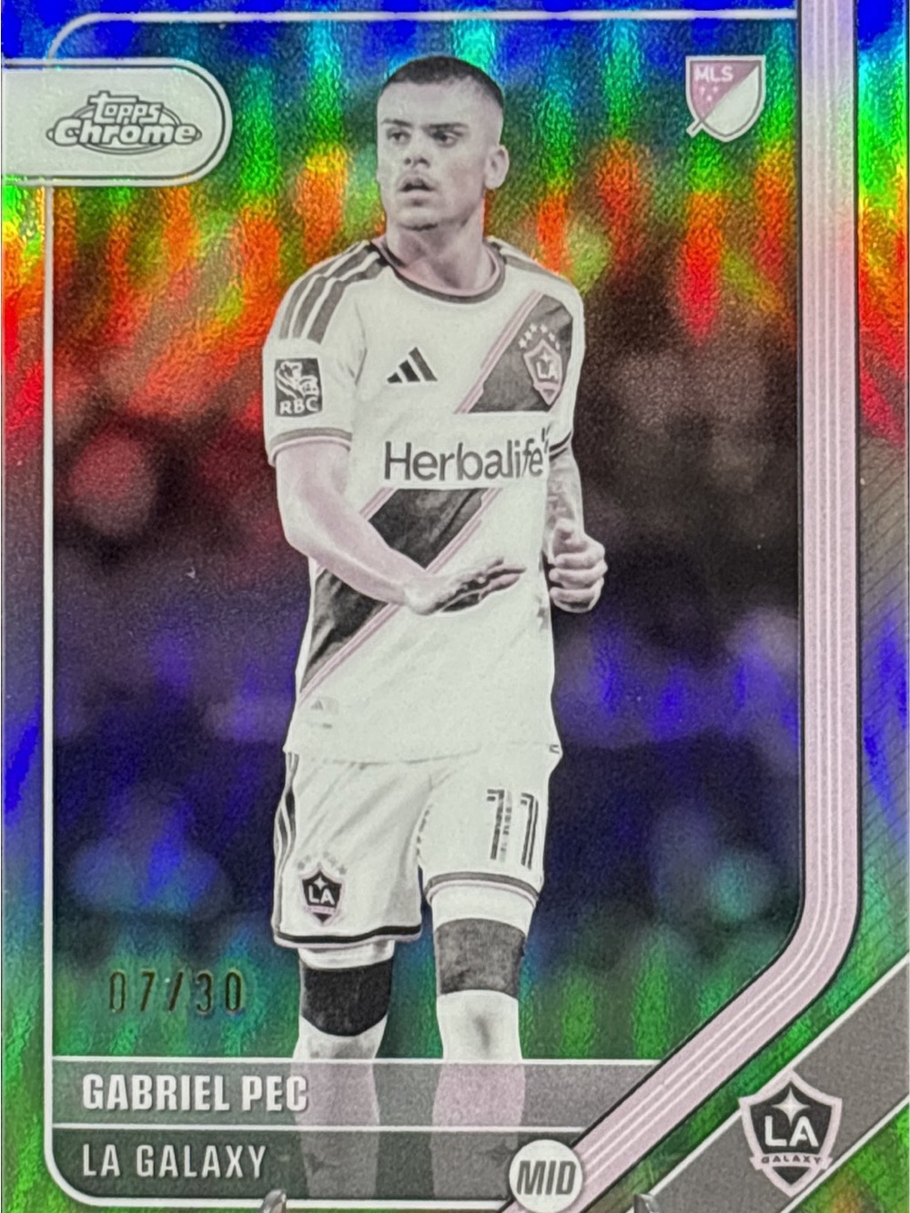 Topps Chrome Gabriel Pec LA Galaxy Holo Super Refractor Soccer Card LE 7/30